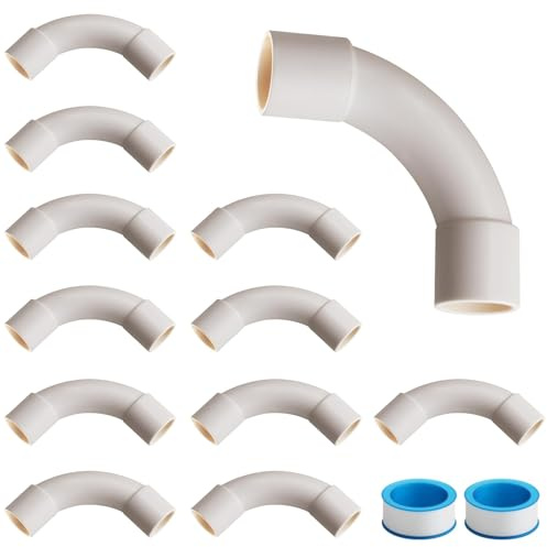 M32 Rohrbogen 90° 12 Stück Installationsrohr PVC Leerrohr | PVC Wasserdicht Installationsrohr M32 mit 2 Teflonbändern, für Wasserleitungen Netzwerkleitungen Industrieinstallation
