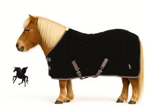 NETPROSHOP Fleece Abschwitzdecke Pony Shetty Pegasus Print Anti-Pilling Atmungsaktiv Schweifriemen Doppelschnallen Gr.75-135, Groesse:105, Farbe:Flint Purple