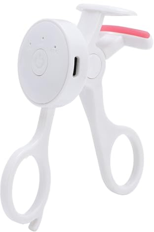 ZJchao Tragbare Elektrische Wimpernzange, Wiederaufladbar, Beheizte Wimpernzange für Frauen, Langlebiges Mini-Lockenwickler-Werkzeug (WHITE)
