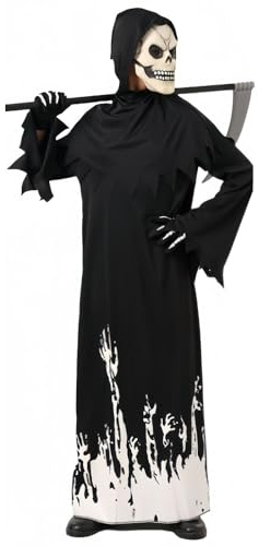 AMISENK Costume da morte per bambini, costume da morte per Halloween, per bambino, include accappatoio falce copertura per il viso guanto comodo da indossare