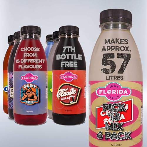 Florida Soda Syrup Compatible With Sodastream - Mix n Match Flavours, Build your own 6 Pack | Cream Soda, Classic Cola, Bubblegum, Cherry Cola, Iron Brew, Dandelion & Burdock, Cherryade
