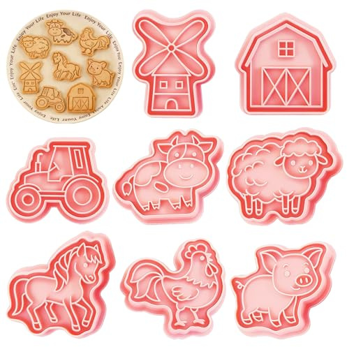 YeahBoom 8 stycken kakformar, 3D-kakskärare, kakformar, kakformar, kakformar i plast för kakor fondant tårtdekoration