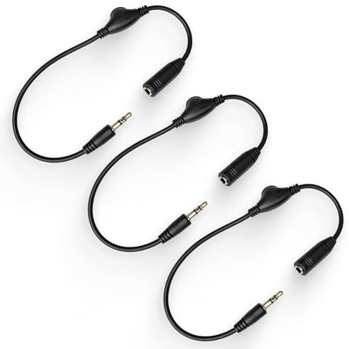 Ermenlifiqq 3 pezzi Cavo prolunga audio stereo jack 3,5 mm con regolatore di volume, prolunga audio per cuffie e dispositivi con attacco 3,5 mm, compatto per laptop, PC, TV, tablet