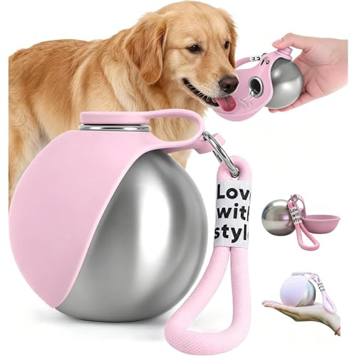 Botella de agua plegable para mascotas para viajes, botella de agua para perros con cuenco de silicona, contenedor portátil 2 en 1 para bebida, 285 ml a prueba de fugas, para paseos, caminatas