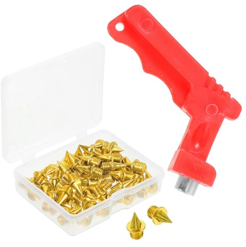 SHERCHPRY Clavos para Zapatillas de Atletismo Dorados de Acero y Llave para Fácil Extracción Ideales para Entrenamiento en Pista y Campo