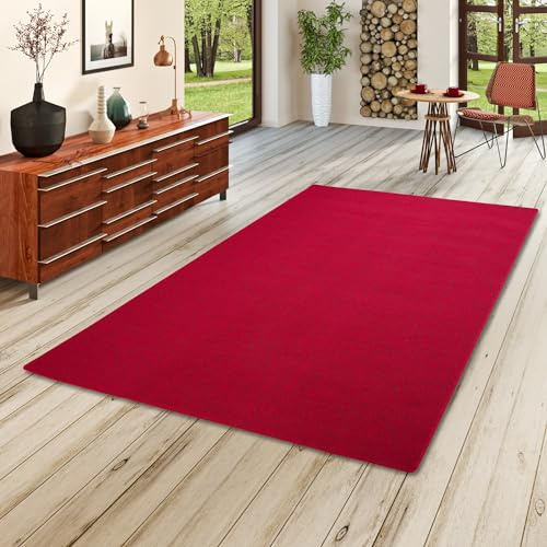 Snapstyle Feinschlingen Velour Teppich Strong Rot, Größe:100x300 cm
