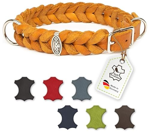 CopcoPet – Graisse Collier en cuir tressé avec fermeture à clic en métal
