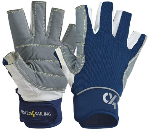 crazy4sailing Segelhandschuhe Herren & Damen Racing – Kurzfinger für Segeln, Kajak & Fahrrad – Griffiger Amara & Spandex Mix – Atmungsaktiv für Jolle & Sportboot