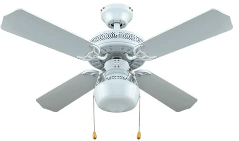 Bastilipo Nerja Ventilateur de plafond avec lumière E27, 50 W, blanc, 105 x 42 cm