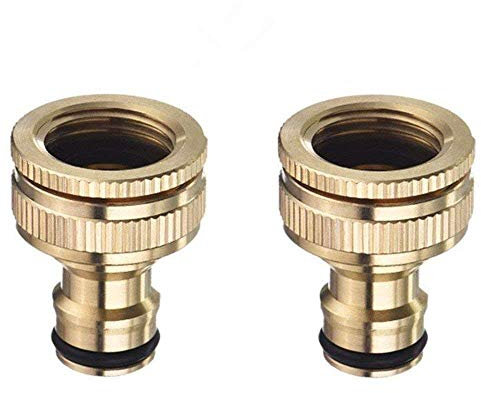 TOPWAYS 3/4 inch and 1/2 inch BSP 2in1 Metal Brass Outdoor Graden Hose Tap Connector Threaded Faucet Adapter 2 pack