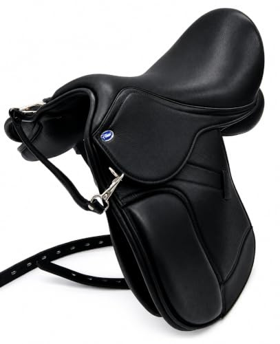 Pony Shetty Ledersattel Monoblatt weich 14 o 15 Zoll Schwarz Leder + 5 Kopfeisen = verstellbar u veränderbar. Tysons Ponysattel (14 Zoll)