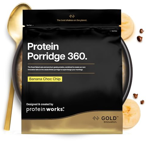 Protein Works | Protein Porridge 360 - Gold Innovation, High Protein, Low Sugar Breakfast, Added Vitamins & Minerals, Low GI Wholegrain Oats, High Fibre, Banana Choc Chip, 26 Servings, 2kg