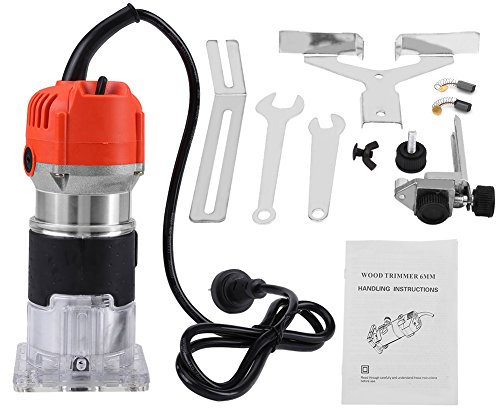 Wood Palm Router, Electric Hand Trimmer Wood Laminator Router Tool Set, 220V 30000R/MIN Palm Routers Woodworking Furniture Processing, Hand Trimmer Tool Set for Wood Crafting Work