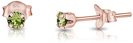 Punto Luce Orecchini Donna Oro Rosa - Piccoli e Rotondi Con Brillantini Colorati di Vero Cristallo - Placcati Oro Rosa - a Lobo