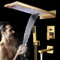 Huin Ensemble de douche mural LED doré robinets pommeau de douche cascade cascade 3 voies fonction mitigeur mitigeur douche