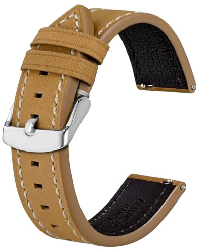BISONSTRAP Leder Uhrenarmband, Schnellwechsel Armband für Herren und Frauen - 20mm, Bräunen