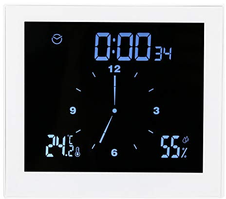 lyrlody wasserdichte Digitale Badezimmeruhr mit Timer Duschuhr Spiegel Wecker für Badezimmer Dusche Schlafzimmer Küche weiß 3,5x10,5x11,5cm