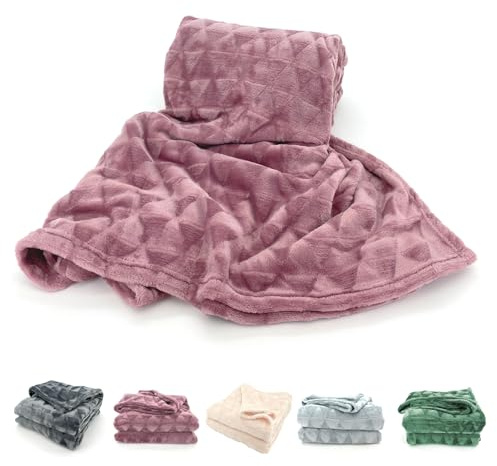 heimtexland Hochwertige Flanell Kuscheldecke XL 200x150 cm Raute super Flauschige Wohndecke Geschenkidee Geburtstag Weihnachten kuschelweich Ökotex Typ754 Altrosa