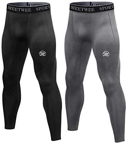 MEETWEE kompressionsbyxor för män, sportleggings långa löparbyxor andningsbara funktionella byxor tights byxor