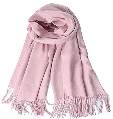 YELYAN Damen Kaschmir Schal Winter Feinstrick Halstücher Stolen Umschlagtücher Schal Warmes Halstuch pink