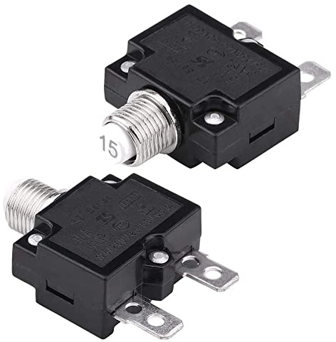 CENPEK Confezione da 2 protezioni termiche da sovraccarico serie L2, 15 A, interruttore di ripristino automatico a pulsante da 125-250 V CA 50 V CC