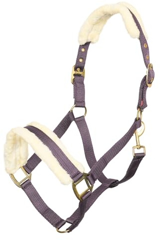 Imperial Riding Halfter Classic Fur aus robustem Nylon, extra weiche Kunstfellpolsterung, verstellbar mit Karabiner, luxuriöse Gold- & Roségold-Details, Komfortables Pferdehalfter, Bordeaux, Full