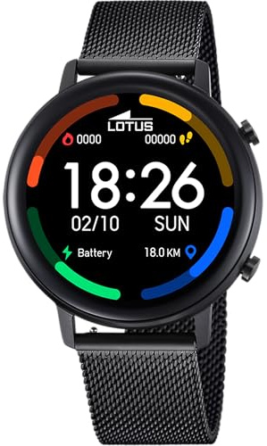 LOTUS Montre Connectée Homme Smartwatch Acier 316L Noir - Étanche IP65 50043/1 - Musique, Pas et Calories, Sport, Fréquence Cardiaque et Pression