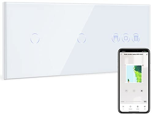 BSEED Interruttore Alexa con interruttore per tapparelle, doppio interruttore touch WiFi e interruttore smart per veneziane con app Smart Life/Tuya, funziona con Alexa e Google Home, bianco