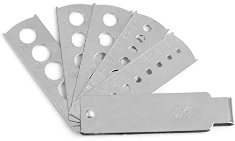 Calibre de piedras preciosas de ventilador, 7 cuchillas Calibre de abanico Herramienta de medición de piedras preciosas de diamante Calibre de espesores de acero inoxidable Herramienta de joyería para