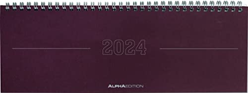 Tisch-Querkalender Papyrus Rot 2024 - Büro-Planer 29,7x10,5 cm - Tisch-Kalender - 1 Woche 2 Seiten - Ringbindung - Alpha Edition