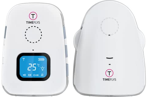Audio Baby Monitor Crown TimeFlys,Monitoraggio della temperatura, Vibrazione, Ninne nanne, Batteria ricaricabile, Conversazione bidirezionale, Connessione USB, Zero Emissioni in modalità notturna,