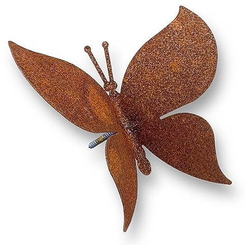Crispe home & garden Kleiner Dekorativer Schmetterling zum Anschrauben – Metall Rostoptik für Garten & Balkon – Wetterfeste Gartendeko 14,5 x 13 cm – Vintage Design für Zäune & Wände