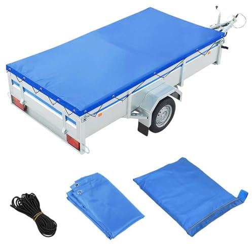 Anhängerplane, 210x115x9cm Anhänger Flachplane, Randverstärkte Anhänger Abdeckplane mit 7.5m Planenseil, Langlebige Anhänger Abdeckplane 600D PVC Material- PKW Hänger 750 kg