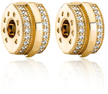 Amuefer S925 Charms goldene Sicherheitsketten, Clips, Spacer Anhänger | Geschenk für Frauen, Mädchen, Freunde, Ehefrau, Mutter, Tochter – Geburtstag, Jahrestag, Valentinstag, Weihnachten