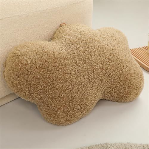 Hava Kolari Kuschelkissen Kindekissen, Weiche Flauschige Wolkenform Zierkissen Sofakissen, 57 * 38cm Plüsch Kissen Dekokissen für Kinderzimmer Schlafzimmer (Khaki)