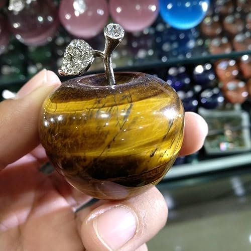 EPEDIC 2'' Tigerauge Stein Naturkristall Apfel Briefbeschwerer Figur geschnitzt Geschenk Dekor CHENRANYIN