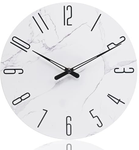 jomparis Funkuhr,30cm Funk-Wanduhr aus Glas Runde Modern Wanduhr mit großes Ziffernblatt Küchenuhr für Küche,Wohnzimmer, Büro,Schlafzimmer