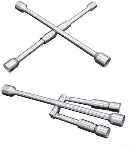 ZYWUOY Llave de tuerca de rueda de 4 vías, llave de tuerca plegable universal plegable para neumáticos cruzados