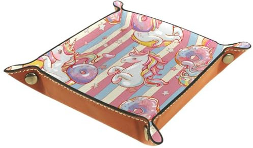 YTYVAGT Valet Tray Storage Box,Desk Storage Tray Jewelry Key Tray Organizer,4.5x1.18 in,Donut Cake Ice Cream Unicorn
