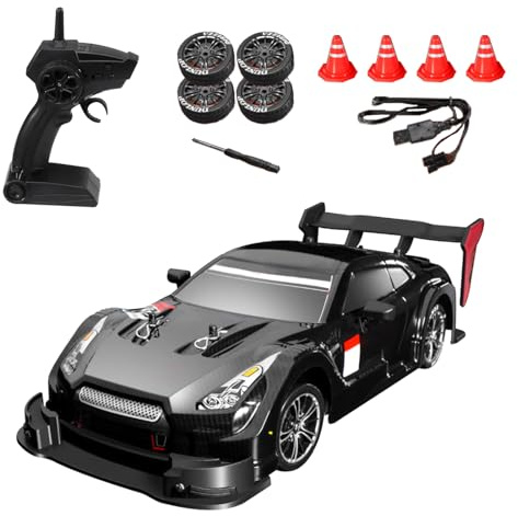 Hylukon RC Drift Car, 2.4GHz 4WD Remote Control Racing Car with Lights, High Speed 40km/h, Teens Gift RTR