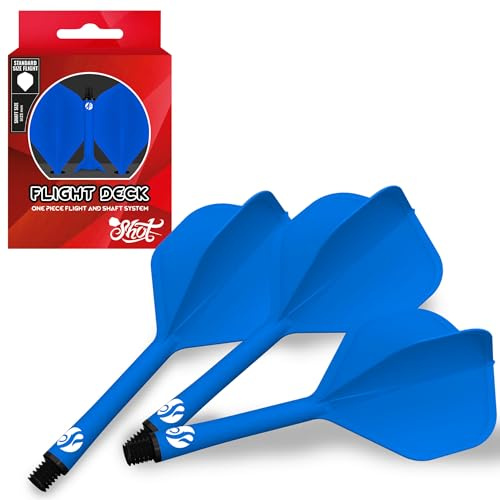 Shot! Darts Flight Deck One Piece Dart Flight and Shaft System, Reduced Deflections, Standard Shaped Flight (350 Micron) Available in Set of 3