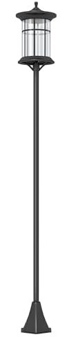 Outsunny Lampione Solare da Giardino Alto 184cm, Lampioncino da Esterno LED Grado di Protezione IP44, Nero