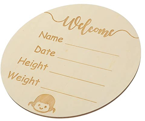 Rundes Babynamensschild für Neugeborene, Geburtsschild | Basswood Sperrholz, Runde Form, Süßes Druckdesign, für Hochzeiten und Wohnraumdekoration