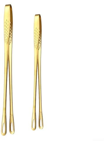 Yuanpgky Pinzette da cucina, extra lunghe, in acciaio inox, per cucinare, riparare, barbecue, 2 pezzi, colore: oro