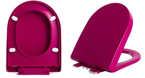 Copriwater Sedile WC con chiusura ammortizzata, Sedile WC colorato a forma di D, Copriwater con cerniere di regolazione superiori, Robusto coperchio WC con chiusura lenta Caratteristiche Facile instal