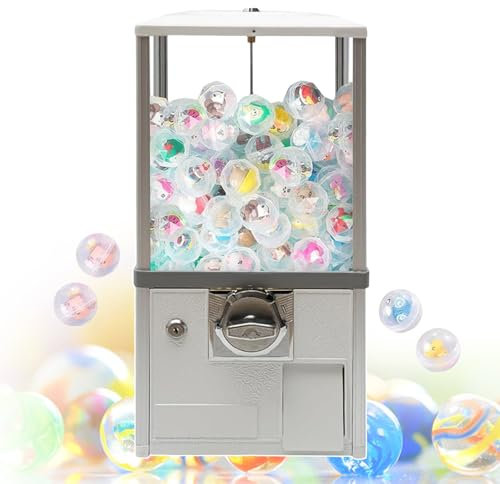 bcomedrag Capsules Vending Machine, Commercial Candy Gumball Machine, Round Capsules Bouncy Ball Dispenser For 4.5-5.5 Cm, Coin-Operated Vending Machine,White