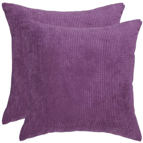 Betadistor Luxury Style Soft Cushion Covers: 2 Set Throw Pillow Cases European Pillow Case for Sofa Bedroom Square 18x18 inch Purple, 527-0613