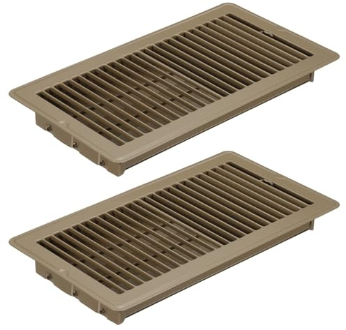 PATIKIL 12 X 6 Pulgadas Rejilla de Suelo, 2 Piezas Cubierta de Ventilación de Aire Resistente de Acero Ajustable Decorativa Rejillas de Suelo Fáciles de Ajustar, Marrón