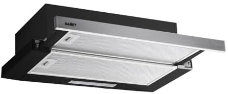 Campana extractora bajo encimera negra de 60 cm con frontal extraíble de acero inoxidable - NEWSLIM