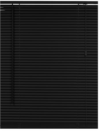 REHAN & CO Custom Made to Measure PVC Venetian Blinds 25mm Thin Slats Shutter Blinds Window Treatments Child Safe Home Office Kitchen Window Blinds (Black, 60W x 150H cm)